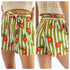 FARM Rio Green and Orange High Waist Shorts